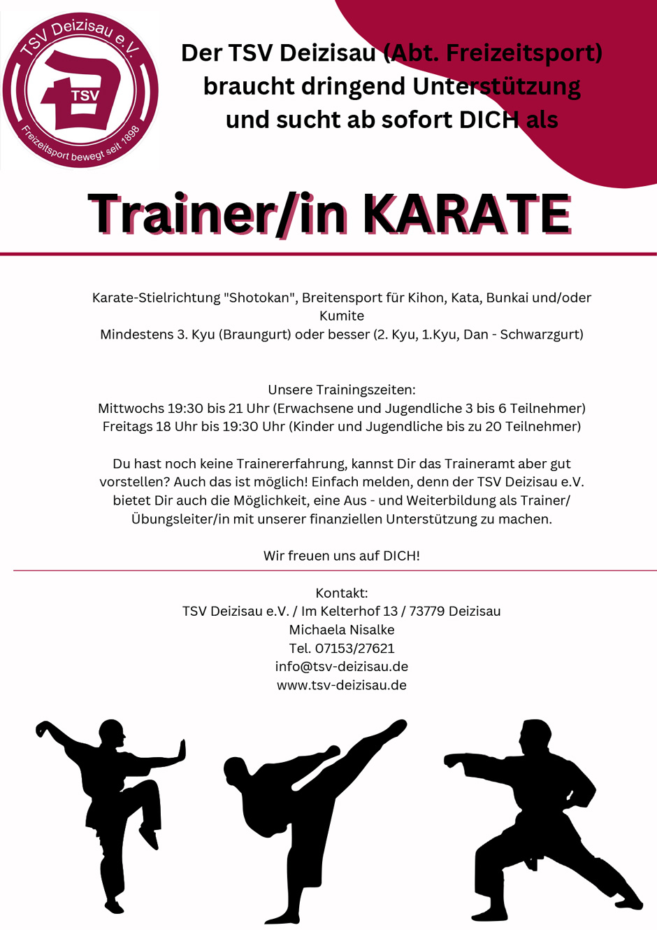 Helfer*innen für die Karateabteilung gesucht